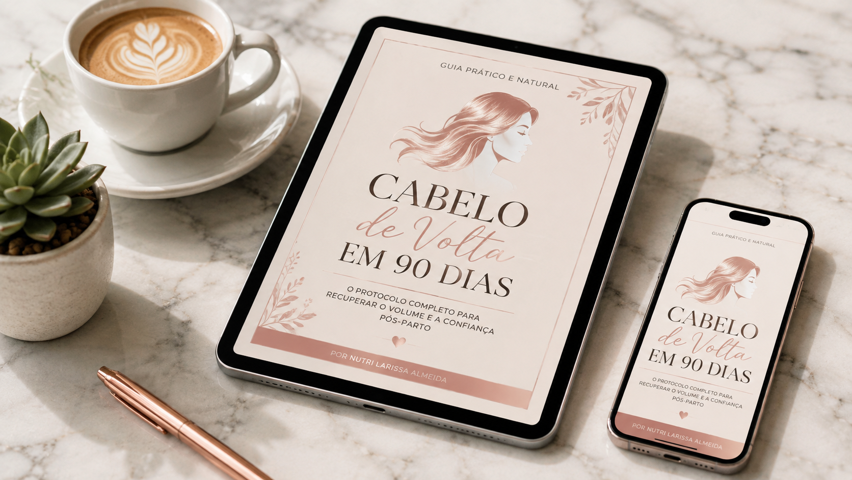 Mockup do guia digital Cabelo de Volta em 90 Dias